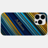 Hedendaagse Blauw/Goud Abstracte Strepen Case-Mate iPhone Case (Achterkant (horizontaal))