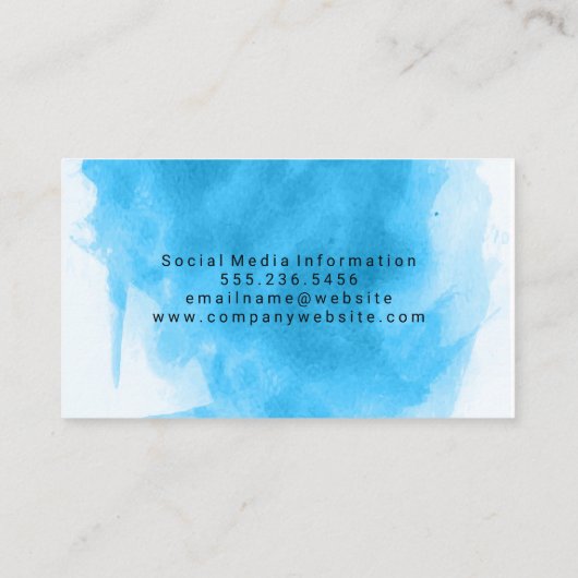 Hedendaagse Blauwe Aquarel | Bokeh Glitter Visitekaartje (Achterkant)