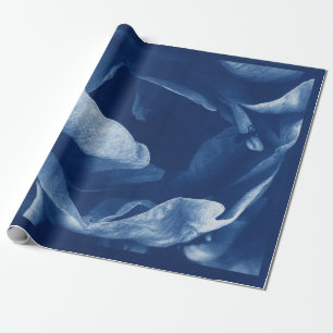 Hedendaagse Blauwe Bloemen Cyanotype Fotografie Cadeaupapier