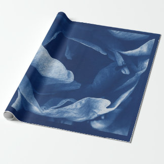 Hedendaagse Blauwe Bloemen Cyanotype Fotografie Cadeaupapier