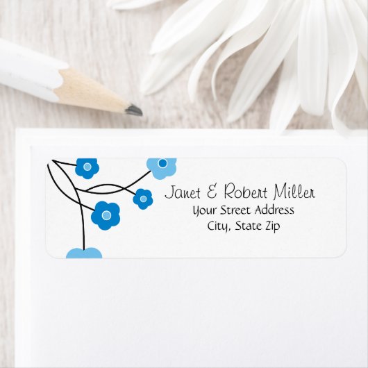 Hedendaagse Blauwe Bloemen Mailen Adresetiketten Etiket (Insitu)