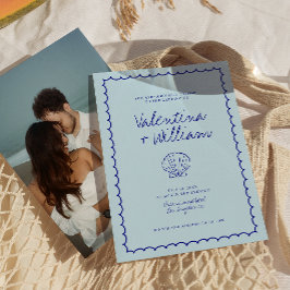 Hedendaagse blauwe mediterrane schelp-huwelijksuit kaart