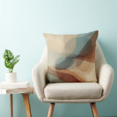 Hedendaagse Blauwe Roestige Bruine Beige Abstracte Kussen (Stoel)