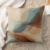 Hedendaagse Blauwe Roestige Bruine Beige Abstracte Kussen (Deken)