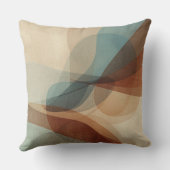 Hedendaagse Blauwe Roestige Bruine Beige Abstracte Kussen (Achterkant)