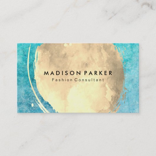 Hedendaagse blauwe textuur Waterverf geborsteld Visitekaartje (Voorkant)