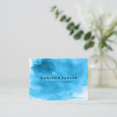 Hedendaagse blauwe Waterverf geborsteld Visitekaartje (Staand voorkant)