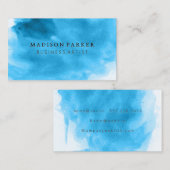 Hedendaagse blauwe Waterverf geborsteld Visitekaartje (Voorkant / Achterkant)