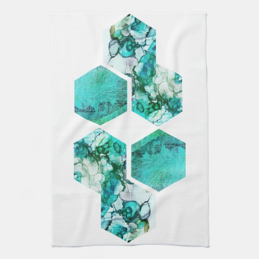 hedendaagse Blauwgroen kunstfotografie Theedoek (Verticaal)