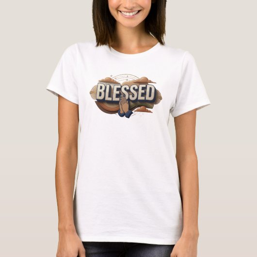 Hedendaagse BLESSED stijlverklaring T-shirt (Voorkant)