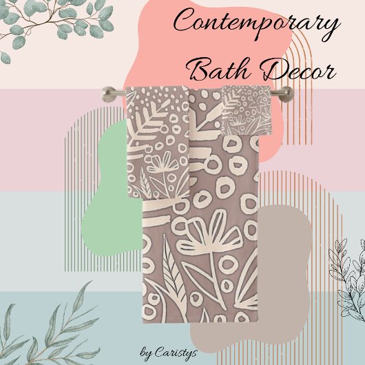 Hedendaagse bloemen groen bad handdoek