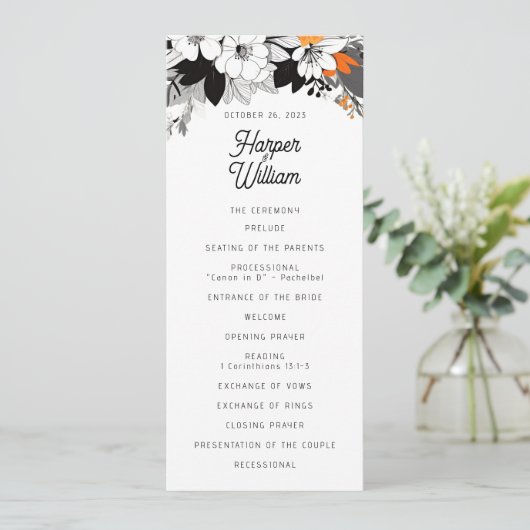 Hedendaagse bloemenbruiloft programma (Staand voorkant)
