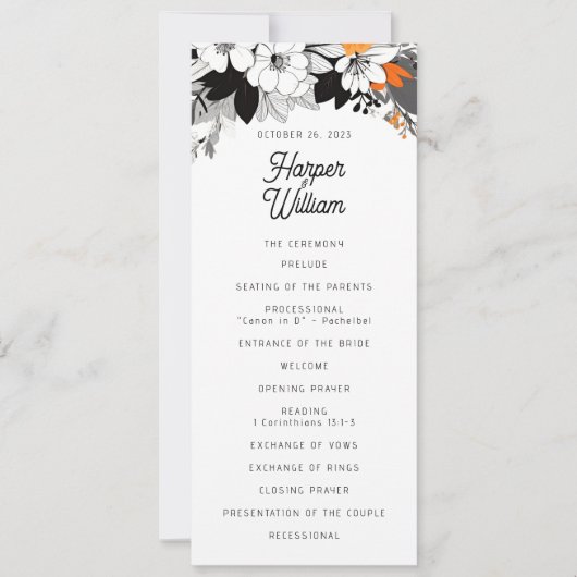 Hedendaagse bloemenbruiloft programma (Voorkant)