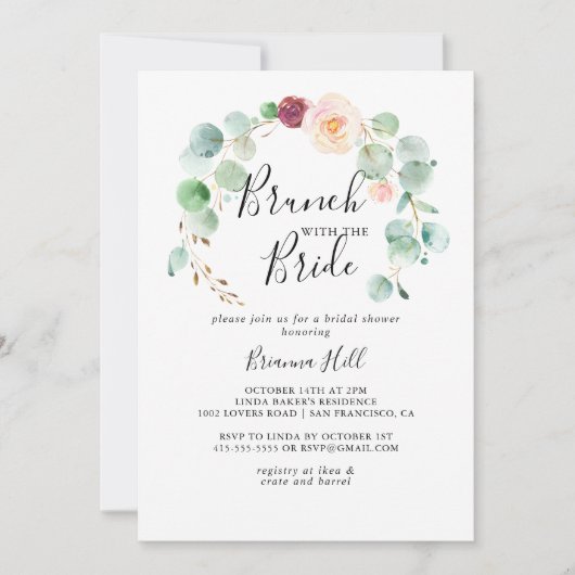 Hedendaagse bloemenbrunch met de bruidsdouche kaart (Voorkant)