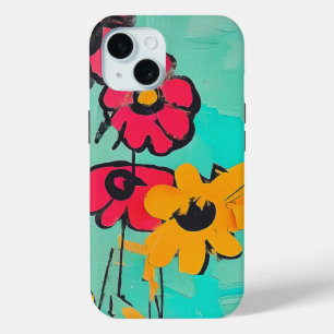 Hedendaagse bloemenschilderij iPhone 15 case
