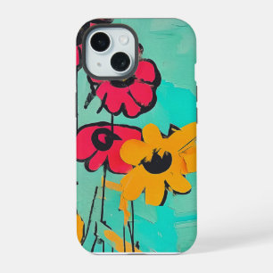 Hedendaagse bloemenschilderij iPhone 15 case