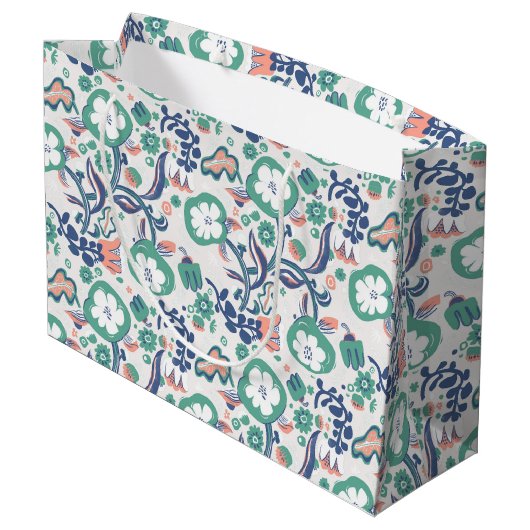 Hedendaagse Bloemige Doodleprint Groot Cadeauzakje (Achterkant Gekanteld)