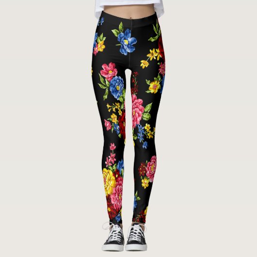 hedendaagse bloemlegginen leggings (Voorkant)