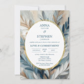 Hedendaagse Blue Elegance Commitment Ceremony Kaart (Voorkant)