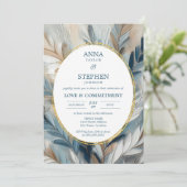 Hedendaagse Blue Elegance Commitment Ceremony Kaart (Staand voorkant)