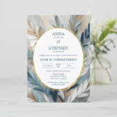 Hedendaagse Blue Elegance Commitment Ceremony Kaart (Staand voorkant)