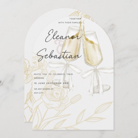 Hedendaagse Boog Bruids Brunch Uitnodiging Minimaa (Voorkant / Achterkant)