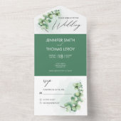 Hedendaagse botanische waterverf Eucalyptus Bruilo All In One Uitnodiging (Binnen)