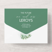 Hedendaagse botanische waterverf Eucalyptus Bruilo All In One Uitnodiging (Achterkant)