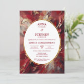 Hedendaagse Bourgondische Elegance Commitment Cere Kaart (Staand voorkant)