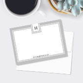 Hedendaagse briefpapier met monogram en grijze ran notitiekaartje