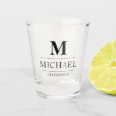 Hedendaagse Bruidsjonkers Geschenken Monogram Init Shot Glas (Voorkant)