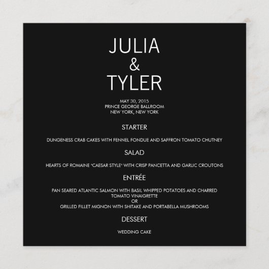 Hedendaagse bruiloft menu Kaart (Voorkant)