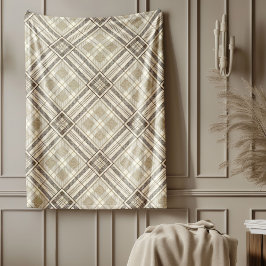 Hedendaagse bruine ivoren bedding subtiele patrone fleece deken