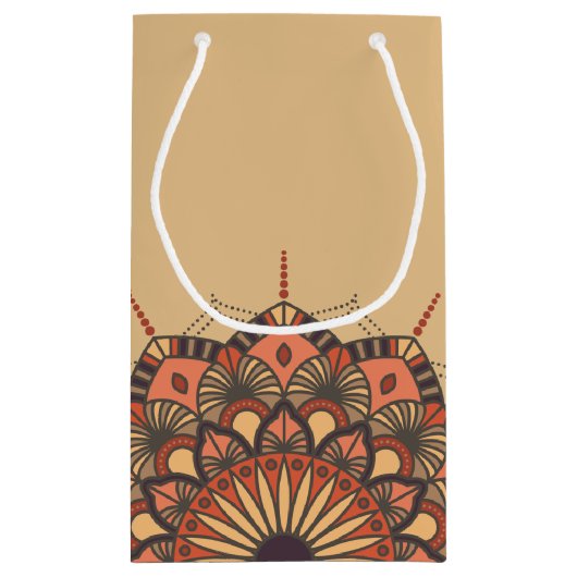 Hedendaagse bruine peach Mandala Klein Cadeauzakje (Achterkant)