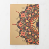 Hedendaagse bruine perzik Mandala bruiloft Drieluik Uitnodiging (Cover)