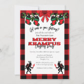 Hedendaagse Buffalo Plaid Kerst Krampus Kerstfeest Kaart (Voorkant)