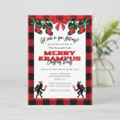 Hedendaagse Buffalo Plaid Kerst Krampus Kerstfeest Kaart (Staand voorkant)