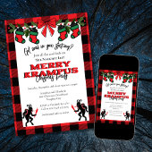 Hedendaagse Buffalo Plaid Kerst Krampus Kerstfeest Kaart