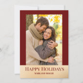 Hedendaagse Burgundy Gouden Prettige Feestdagen Fo Feestdagenkaart (Voorkant)