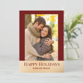 Hedendaagse Burgundy Gouden Prettige Feestdagen Fo Feestdagenkaart (Staand voorkant)