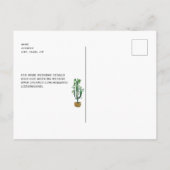 Hedendaagse Cactus Monogram Zwarte Bewaar Onze Dat Aankondigingskaart (Achterkant)