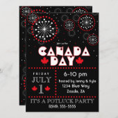 Hedendaagse Canada Dag Vuurwerk Party Kaart (Voorkant / Achterkant)