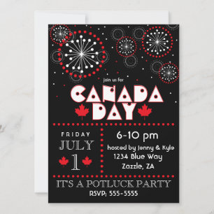 Hedendaagse Canada Dag Vuurwerk Party Kaart