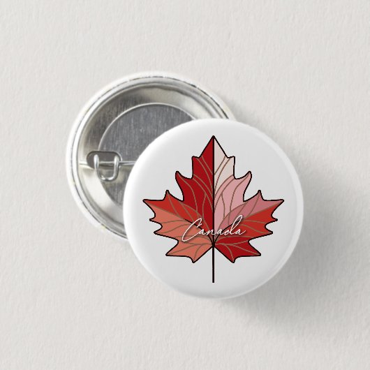 Hedendaagse Canadese Maple Leaf ID1071 Ronde Button 3,2 Cm (Voorkant /achterkant)