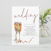 Hedendaagse champagneglazen bruiloft kaart (Staand voorkant)