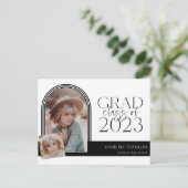 Hedendaagse Chic Afstudeerfoto Aankondigingskaart (Staand voorkant)