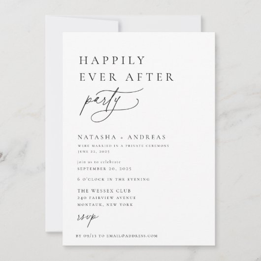Hedendaagse Chic Happily Ever After Feest Kaart (Voorkant)
