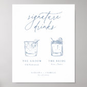 Hedendaagse Chic Minimalist Blue Signature Drinken Poster (Voorkant)