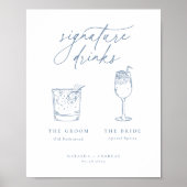 Hedendaagse Chic Minimalist Blue Signature Drinken Poster (Voorkant)