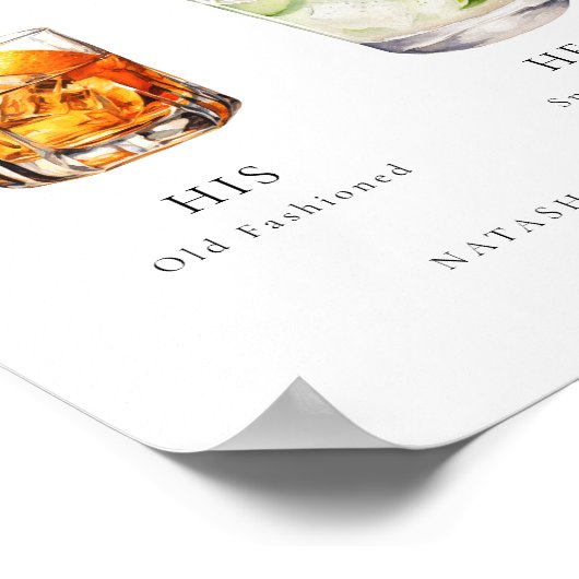 Hedendaagse Chic Signature Drink bruiloft Poster (Hoek)